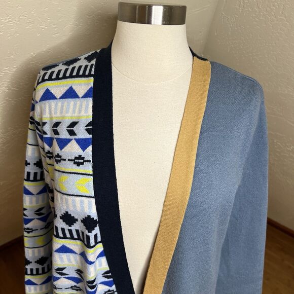 Style & Co Open Cardigan Size Large Petite Multicolor Mixed Media Print Boho - Picture 4 of 8